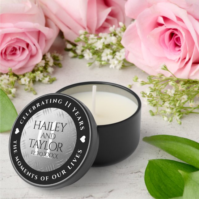 Elegant 11th Steel Wedding Anniversary Celebration Mini Candle Favors (Insitu (Wedding))