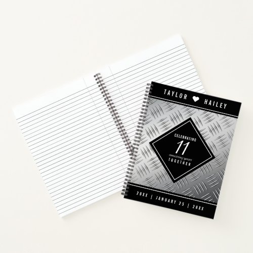 Elegant 11th Steel Wedding Anniversary Celebration Notebook