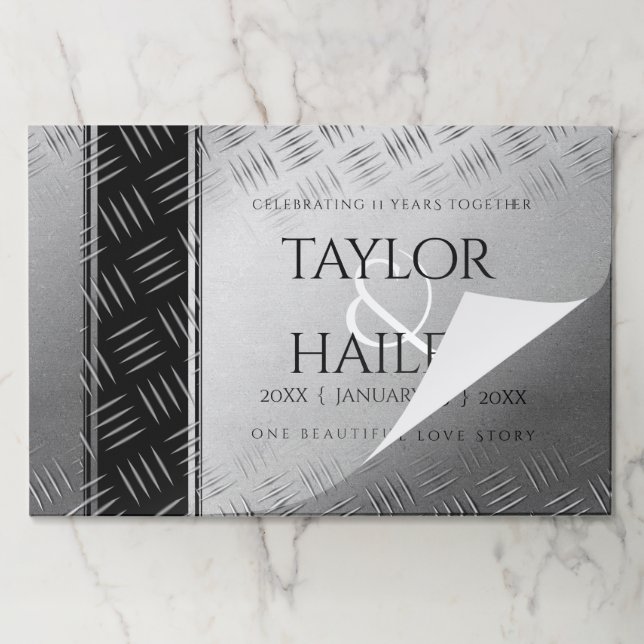 Elegant 11th Steel Wedding Anniversary Celebration Paper Pad (Folded)