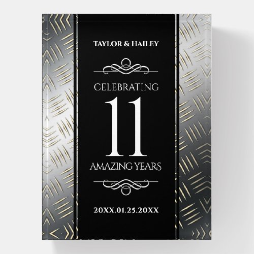 Elegant 11th Steel Wedding Anniversary Celebration Paperweight