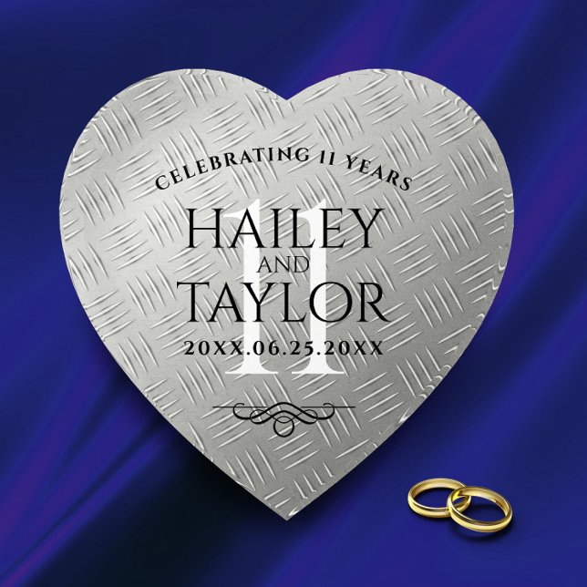 Elegant 11th Steel Wedding Anniversary Celebration Paperweight (Creator Uploaded)