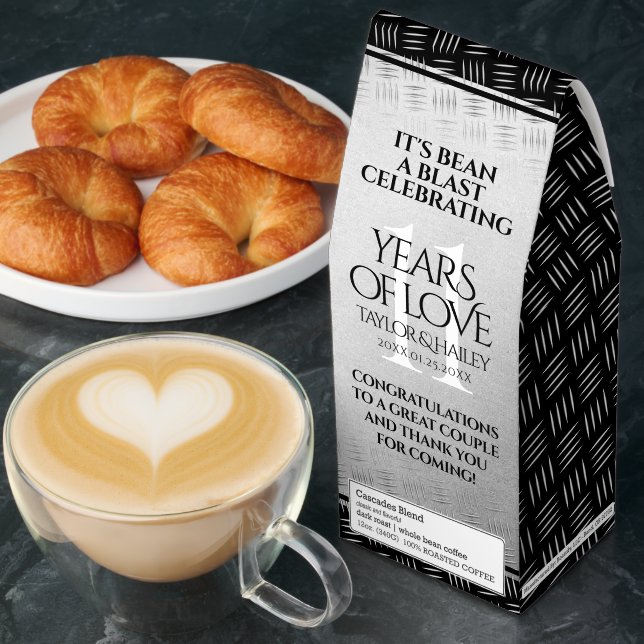 Elegant 11th Steel Wedding Anniversary Celebration Roasted Coffee (Breakfast)