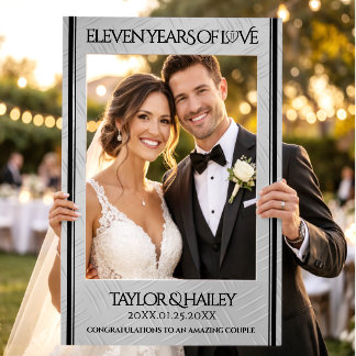 Elegant 11th Steel Wedding Anniversary Celebration Selfie Frame