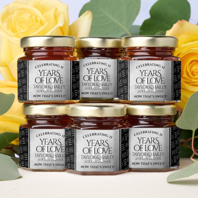 Elegant 11th Steel Wedding Anniversary Honey Jar Favors (Insitu)