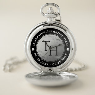 Elegant 11th Steel Wedding Anniversary Pocket Watch