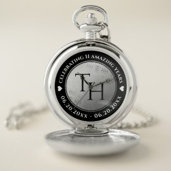 Elegant 11th Steel Wedding Anniversary Pocket Watch by expressionsoccasions at Zazzle