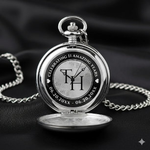 Elegant 11th Steel Wedding Anniversary Pocket Watch