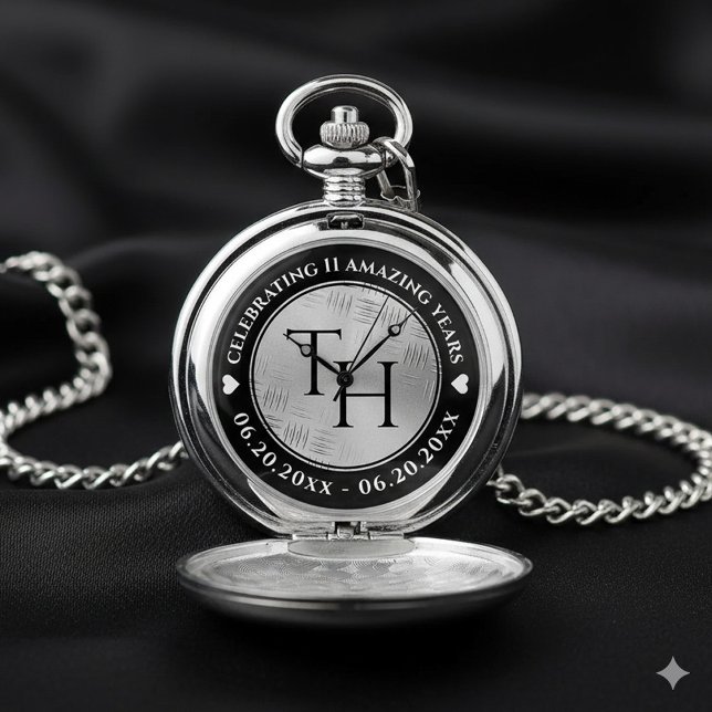 Elegant 11th Steel Wedding Anniversary Pocket Watch (Elegant 11th Steel Wedding Anniversary Pocket Watch Cover Photo)