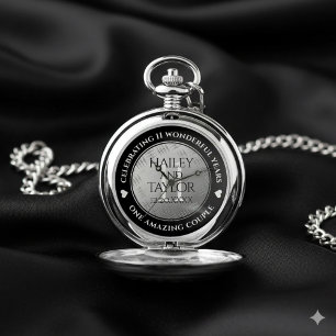 Elegant 11th Steel Wedding Anniversary Pocket Watch