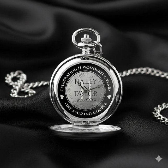 Elegant 11th Steel Wedding Anniversary Pocket Watch (Elegant 11th Steel Wedding Anniversary Pocket Watch Cover Photo)