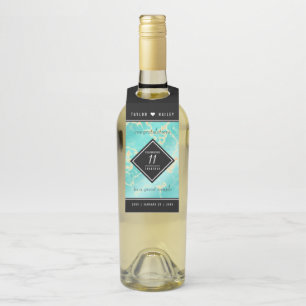 Elegant 11th Turquoise Wedding Anniversary Bottle Hanger Tag
