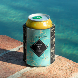 Elegant 11th Turquoise Wedding Anniversary Can Cooler