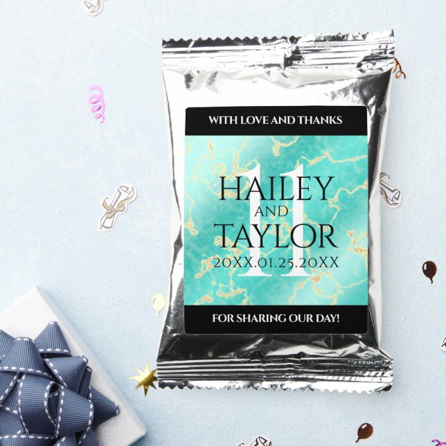Elegant 11th Turquoise Wedding Anniversary Coffee Drink Mix (Packets)