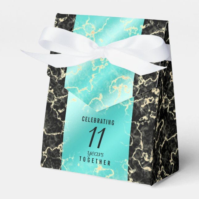 Elegant 11th Turquoise Wedding Anniversary Favor Boxes (Front Side)