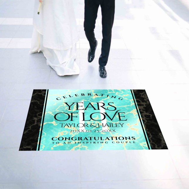 Elegant 11th Turquoise Wedding Anniversary Floor Decals (Wedding)