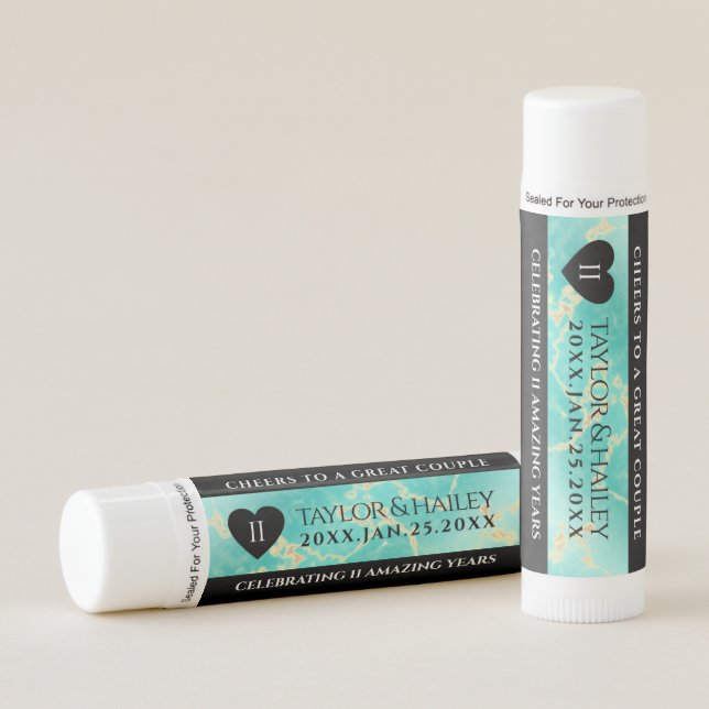 Elegant 11th Turquoise Wedding Anniversary Lip Balm (Front)