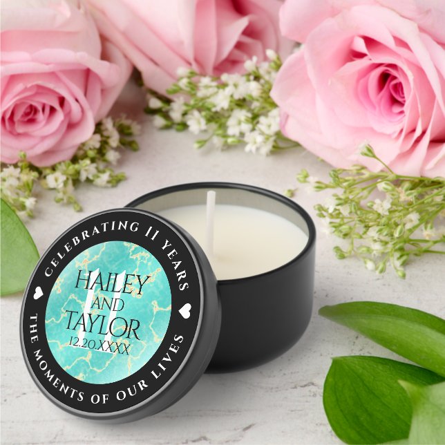 Elegant 11th Turquoise Wedding Anniversary Mini Candle Favors (Insitu (Wedding))