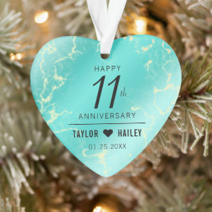 Elegant 11th Turquoise Wedding Anniversary Ornament