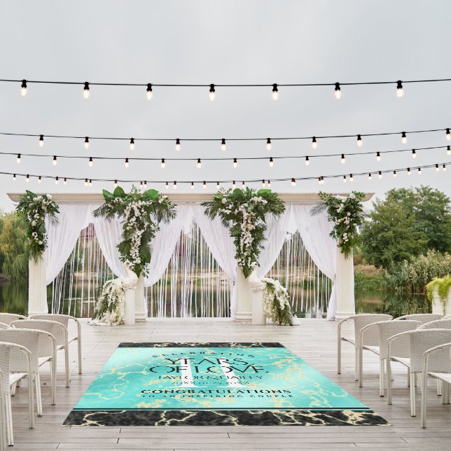 Elegant 11th Turquoise Wedding Anniversary Outdoor Rug (Insitu (Wedding 1))