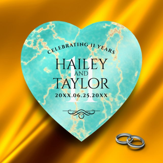 Elegant 11th Turquoise Wedding Anniversary Paperweight (Creator Uploaded)
