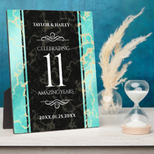 Elegant 11th Turquoise Wedding Anniversary Plaque