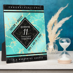 Elegant 11th Turquoise Wedding Anniversary Plaque