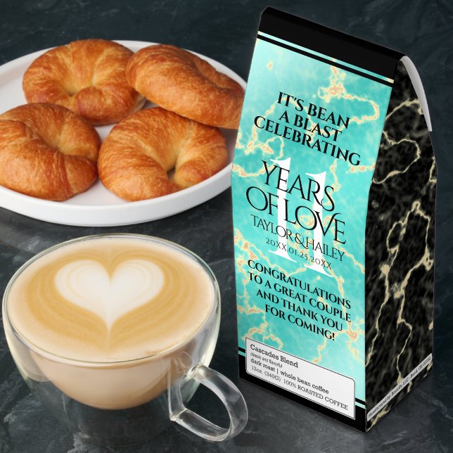 Elegant 11th Turquoise Wedding Anniversary Roasted Coffee (Breakfast)