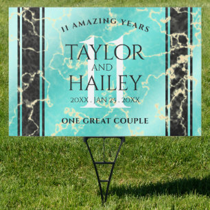 Elegant 11th Turquoise Wedding Anniversary Sign