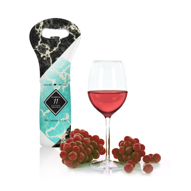Elegant 11th Turquoise Wedding Anniversary Wine Bag (Creator Uploaded)