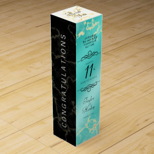 Elegant 11th Turquoise Wedding Anniversary Wine Box