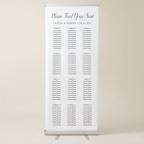 Elegant 12 Table Wedding Seat Chart Banner