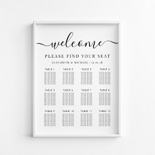 Elegant 12 Table Wedding Seating Chart