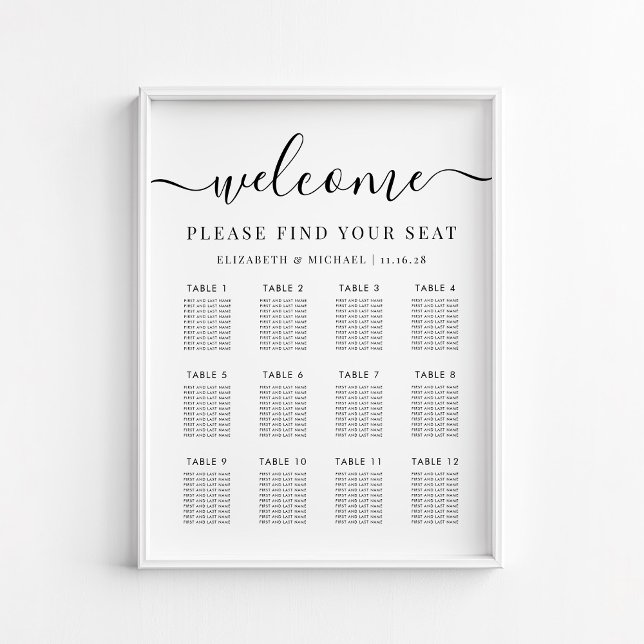 Elegant 12 Table Wedding Seating Chart (Creator Uploaded)