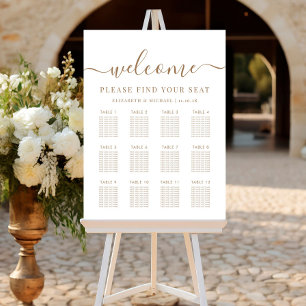 Elegant 12 Table White Gold Wedding Seating Chart Foam Board