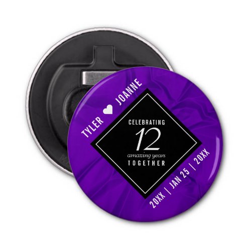 Elegant 12th Silk Wedding Anniversary Celebration Bottle Opener