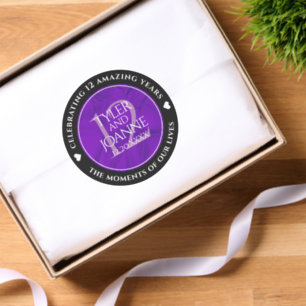 Elegant 12th Silk Wedding Anniversary Celebration Classic Round Sticker