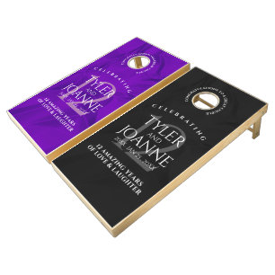 Elegant 12th Silk Wedding Anniversary Celebration Cornhole Set