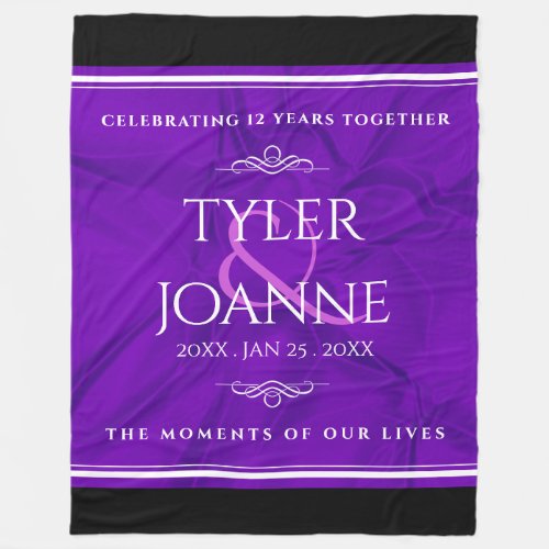 Elegant 12th Silk Wedding Anniversary Celebration  Fleece Blanket