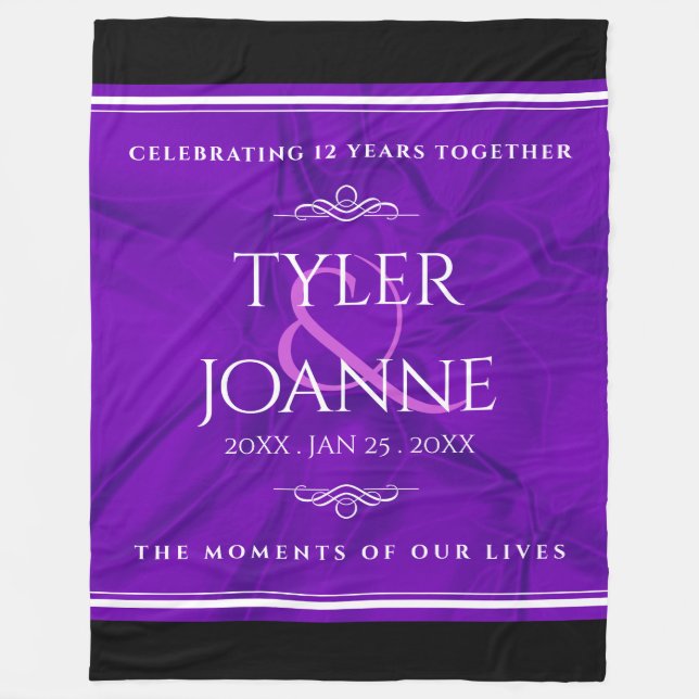 Elegant 12th Silk Wedding Anniversary Celebration  Fleece Blanket (Front)