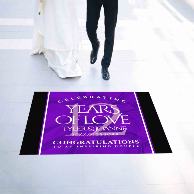 Elegant 12th Silk Wedding Anniversary Celebration Floor Decals (Wedding)