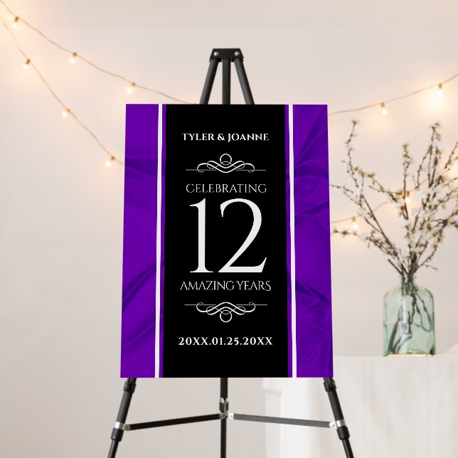 Elegant 12th Silk Wedding Anniversary Celebration Foam Board (In Situ (Stand))