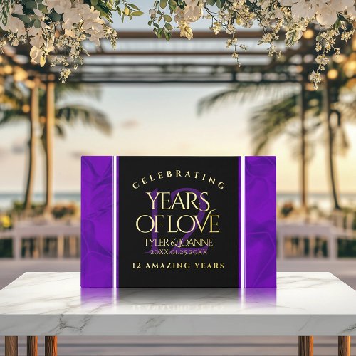 Elegant 12th Silk Wedding Anniversary Celebration Foil Guest Book