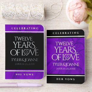 Elegant 12th Silk Wedding Anniversary Celebration Foil Vow Books