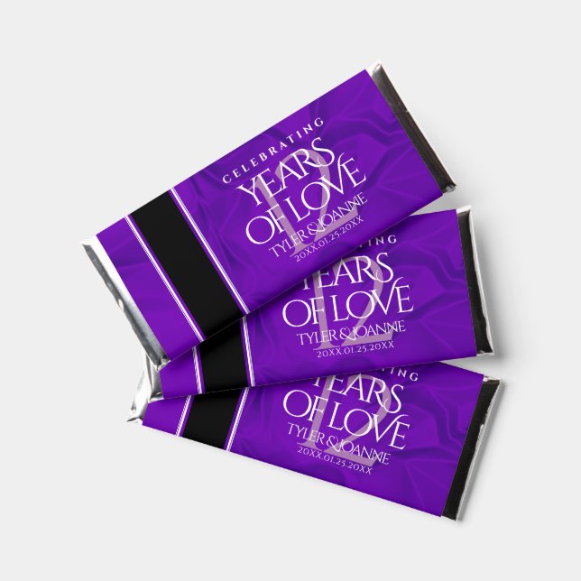 Elegant 12th Silk Wedding Anniversary Celebration Hershey Bar Favors (Front)