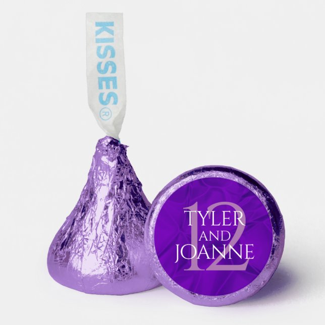 Elegant 12th Silk Wedding Anniversary Celebration Hershey®'s Kisses® (Front)