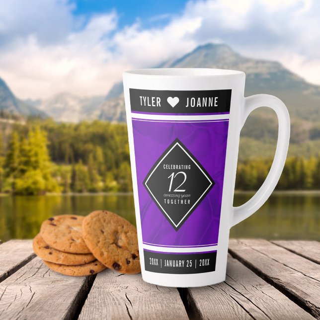 Elegant 12th Silk Wedding Anniversary Celebration Latte Mug (Creator Uploaded)