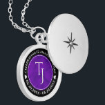 Elegant 12th Silk Wedding Anniversary Celebration Locket Necklace<br><div class="desc">Celebrate the 12th wedding anniversary with this commemorative locket! Elegant white lettering on a luxurious purple silk background add a memorable touch for this special occasion and milestone. Customize with couple's initials,  a special message,  and dates for their silk anniversary.

Design © W.H. Sim. See more at zazzle.com/expressionsoccasions</div>