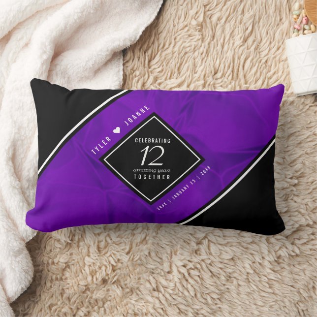 Elegant 12th Silk Wedding Anniversary Celebration Lumbar Pillow (Blanket)
