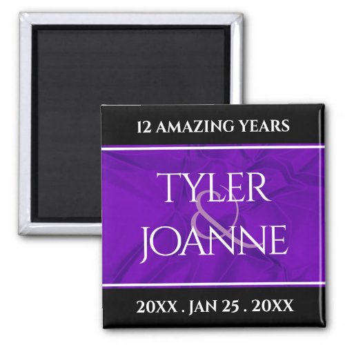 Elegant 12th Silk Wedding Anniversary Celebration Magnet