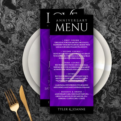 Elegant 12th Silk Wedding Anniversary Celebration Menu